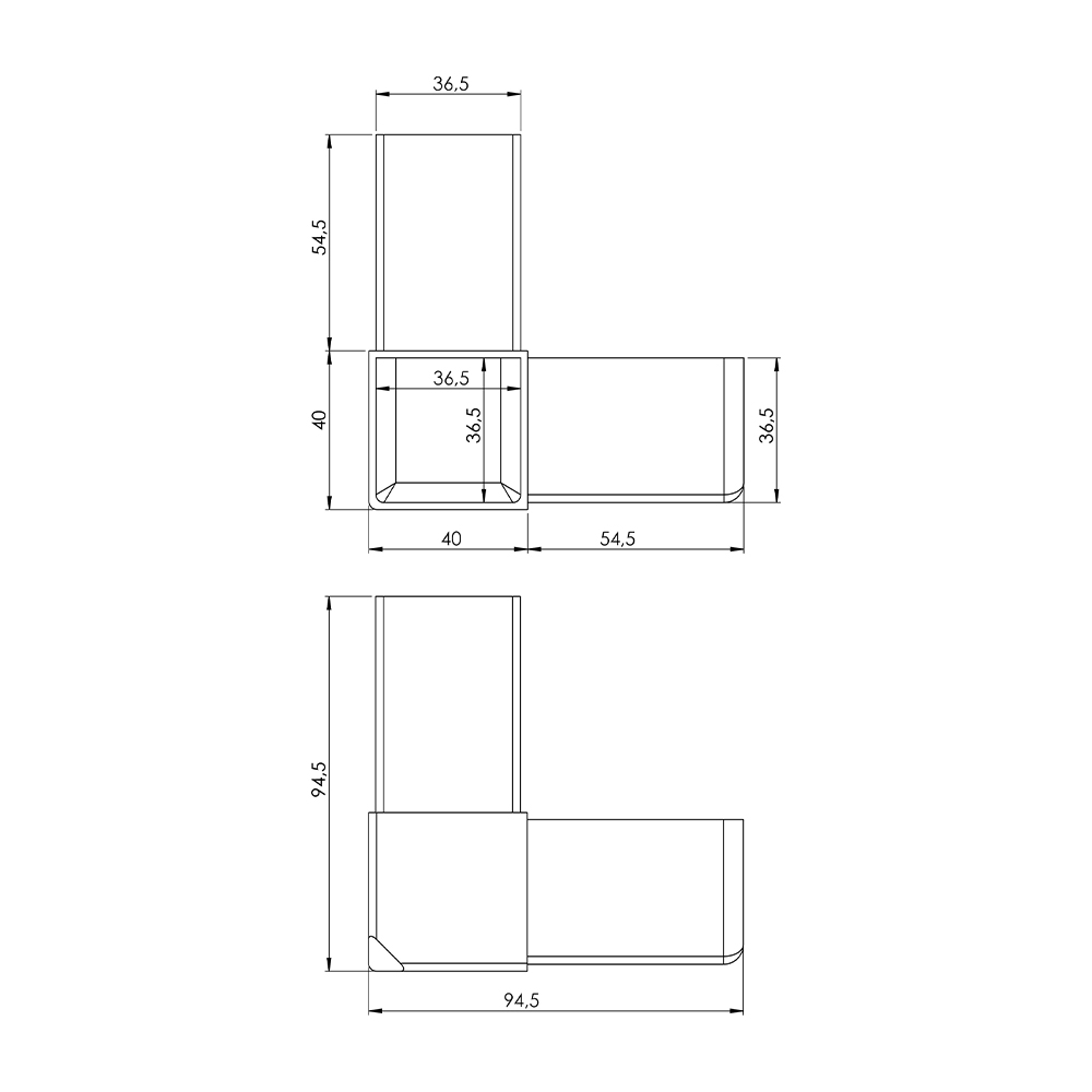 A0014 - A02.A04 - 40-40 mm Alüminyum Köşe A0014 - A02.A04 - 40-40 mm Alüminyum Köşe