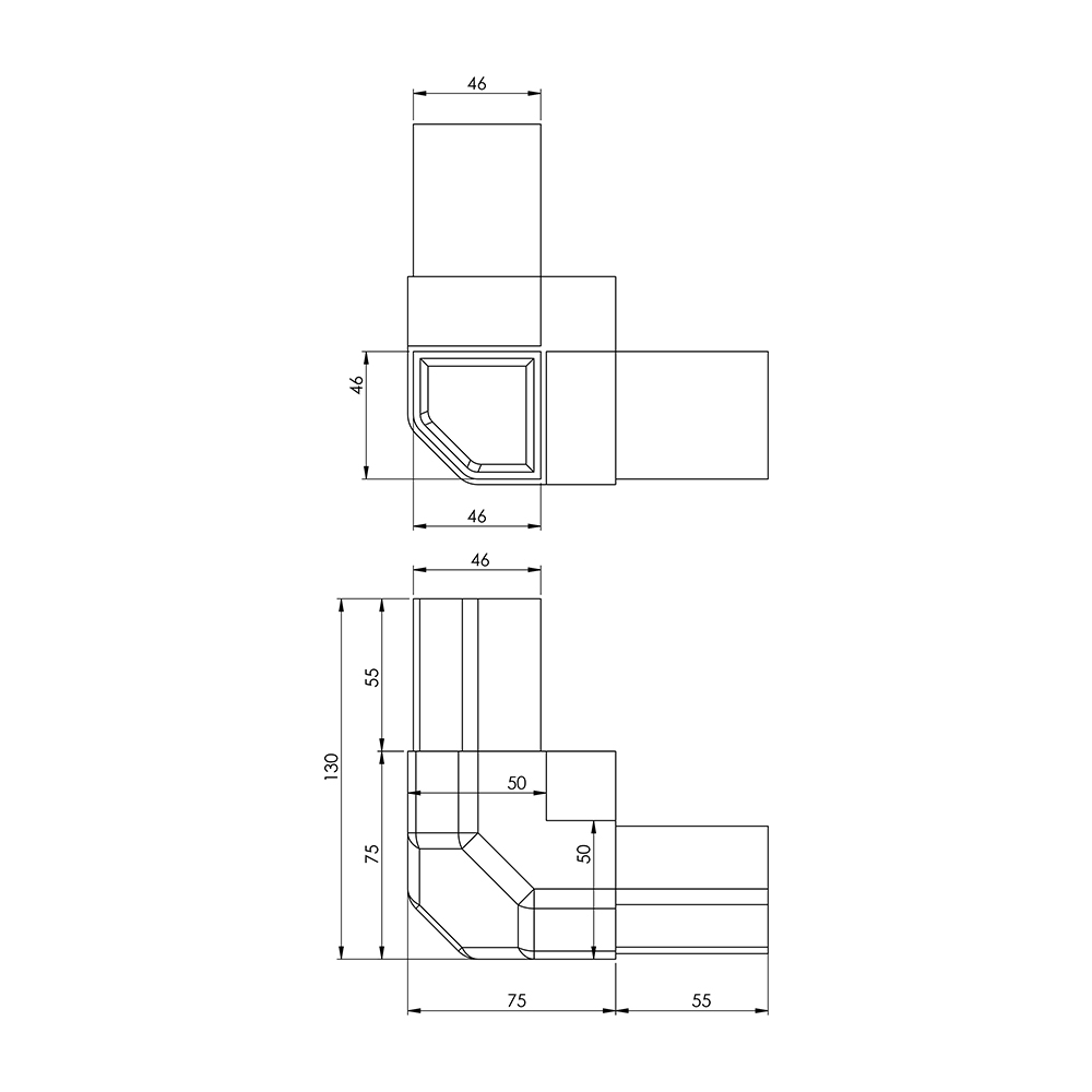 A0016 - A02.A06 - 50-50 mm Radius Angled Aluminum Corner A0016 - A02.A06 - 50-50 mm Radius Angled Aluminum Corner