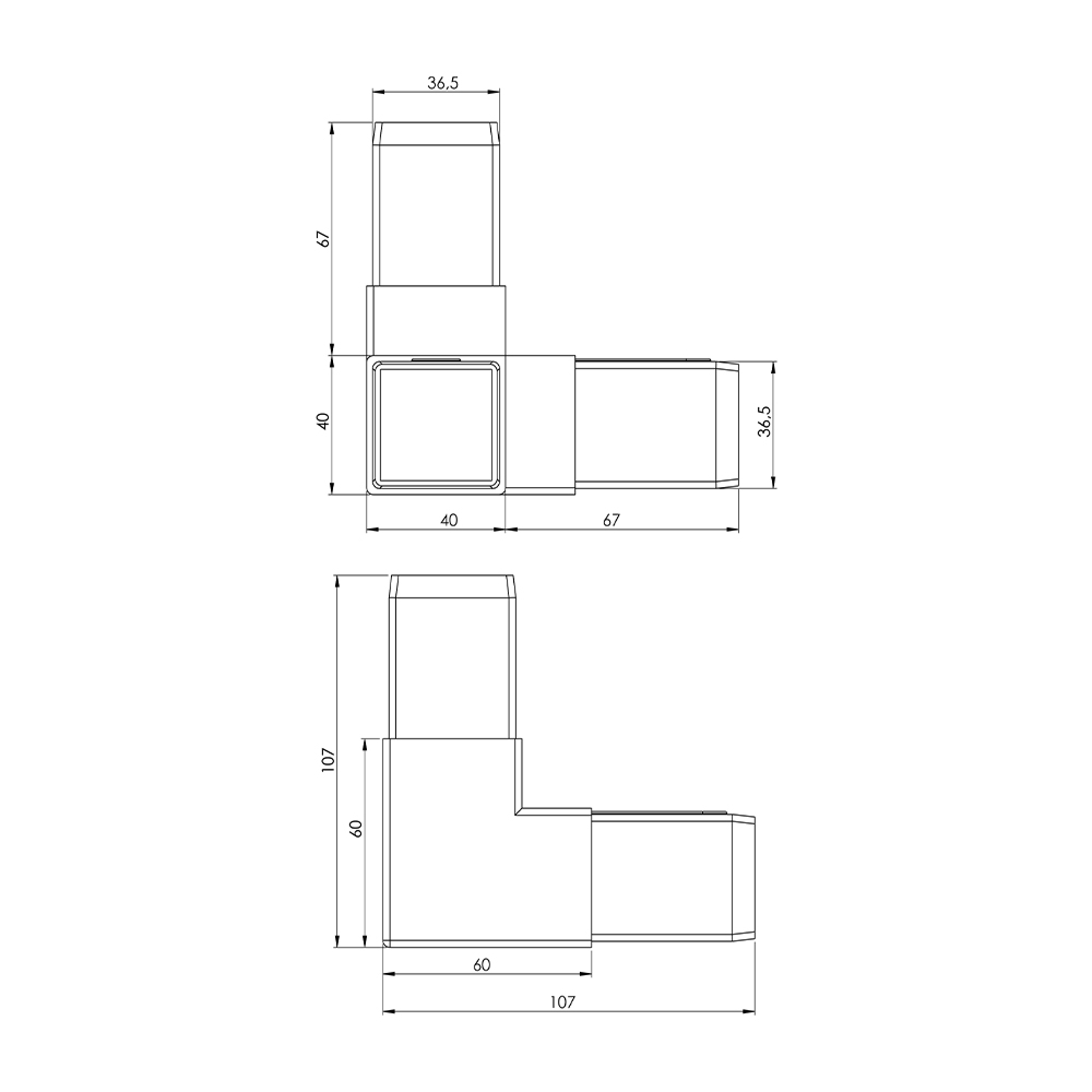 P0018 - A02.C02 - 40-40 mm Plastic Corner P0018 - A02.C02 - 40-40 mm Plastic Corner