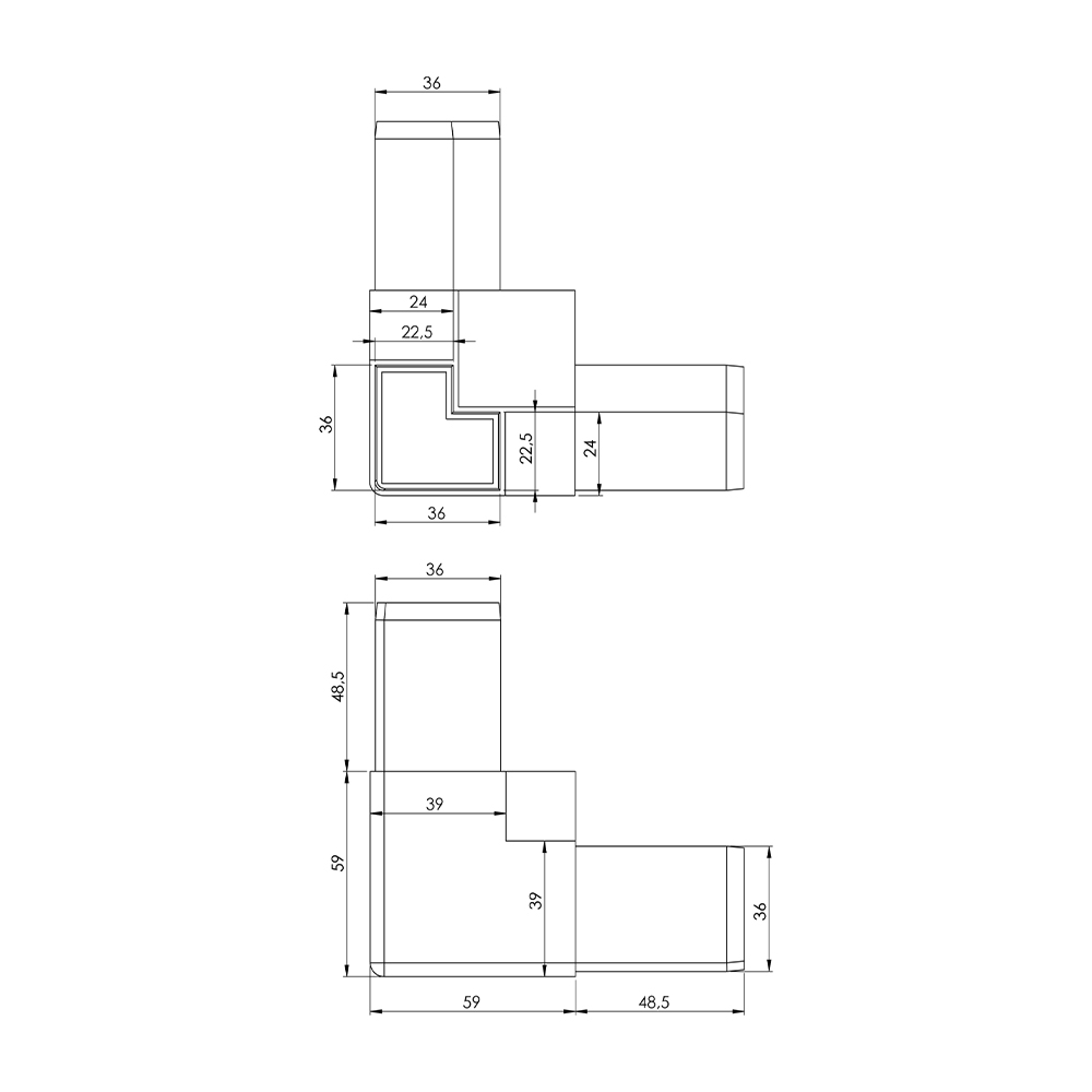 P0020 - A02.C04 - 40-24 mm Plastik Köşe P0020 - A02.C04 - 40-24 mm Plastik Köşe