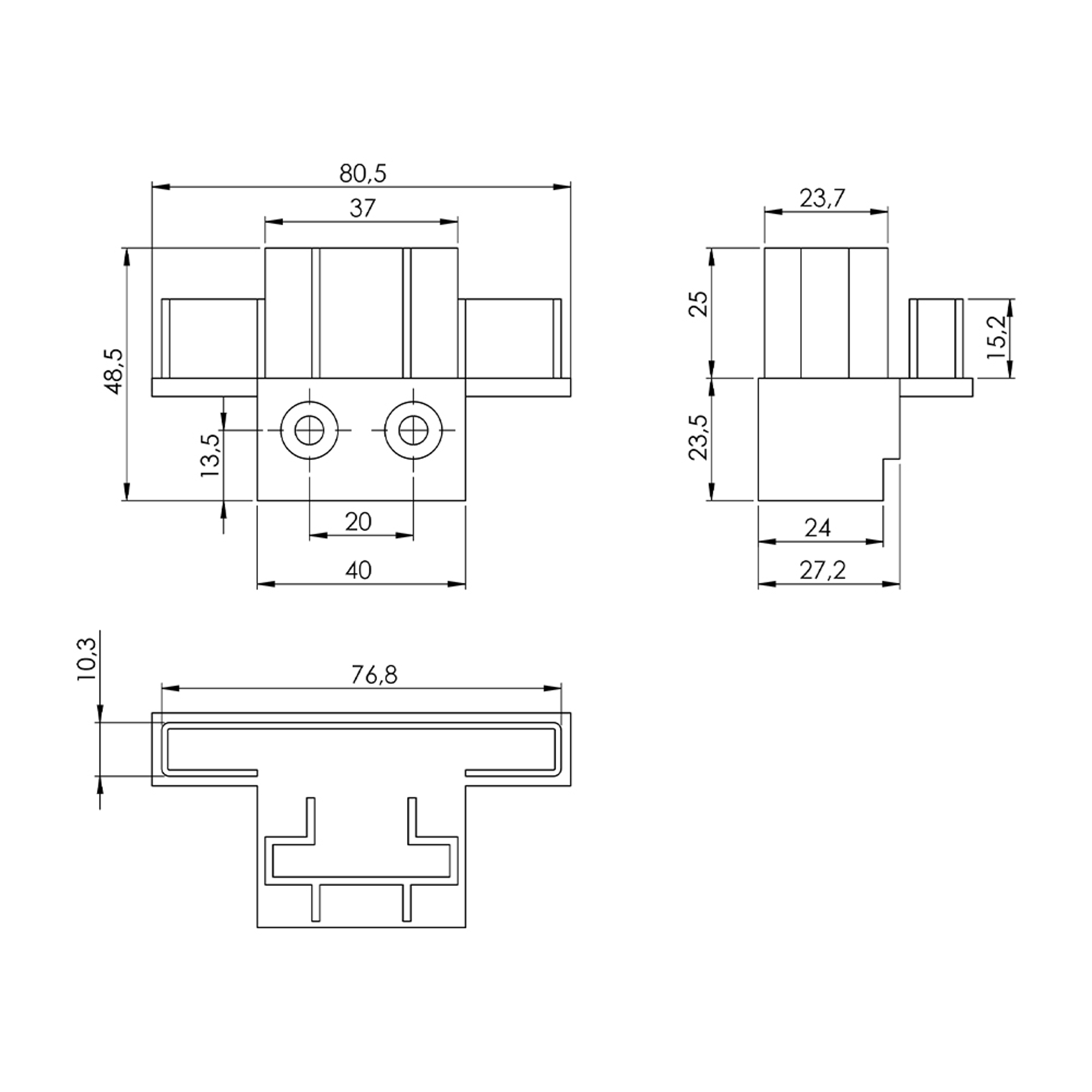 OP0012 - A02.D04 - T Tipi Plastik Ara Profil Ucu OP0012 - A02.D04 - T Tipi Plastik Ara Profil Ucu