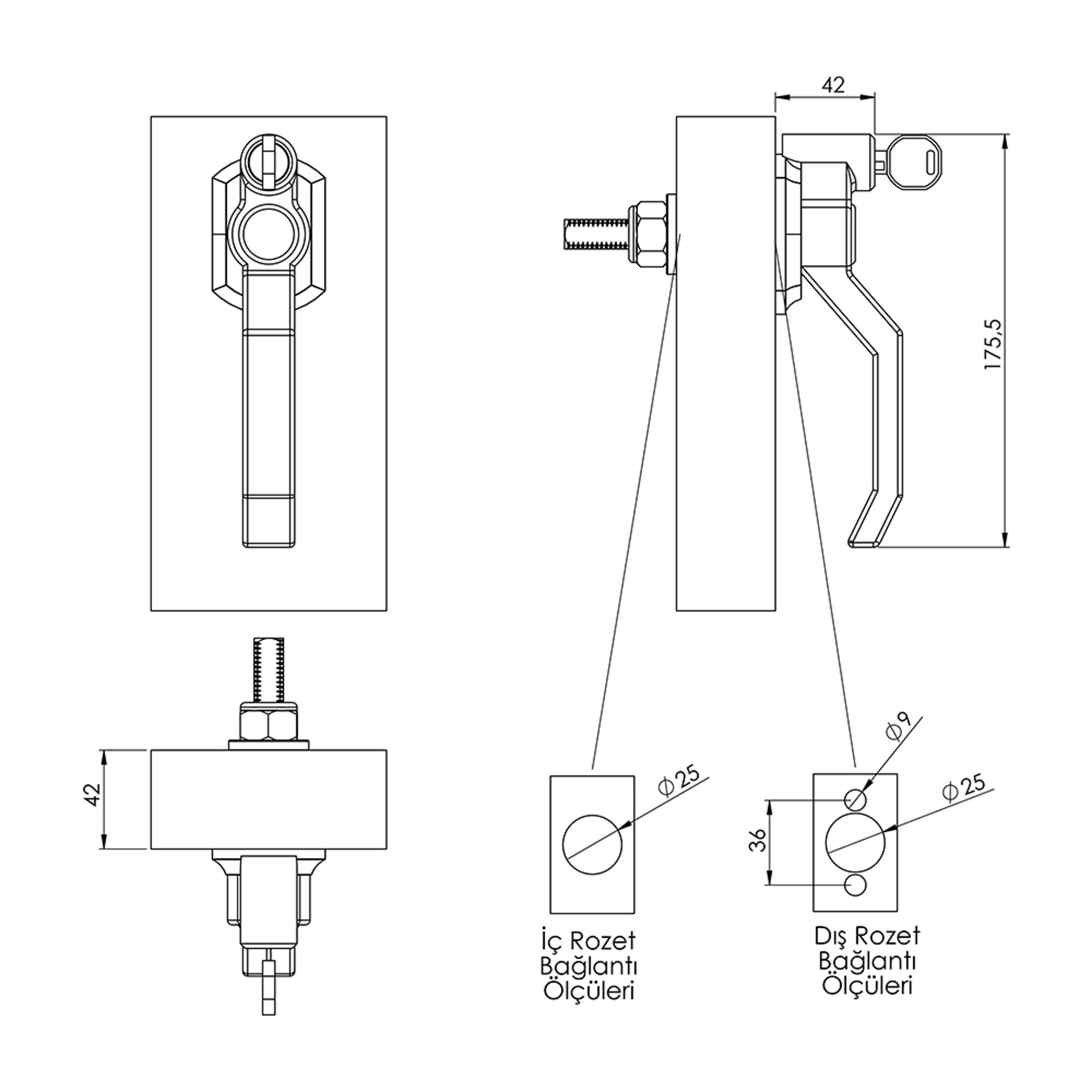 K0011 B01.A02-A04 - Eğik Uçlu Plastik Kilitli Kapı Kolu (40-50-60 mm) K0011 B01.A02-A04 - Eğik Uçlu Plastik Kilitli Kapı Kolu (40-50-60 mm)