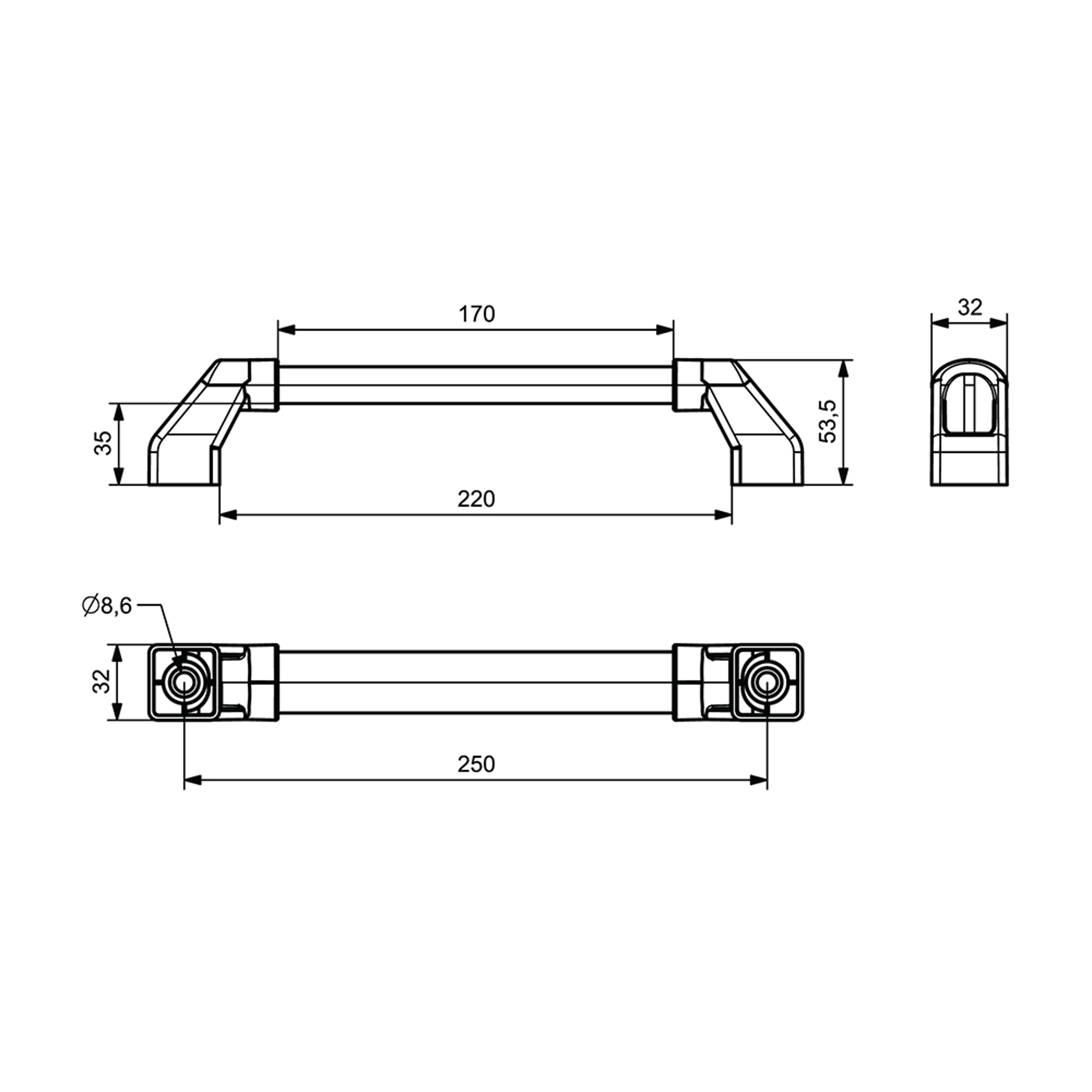 G0006-2 - Ellipse Shaped Resizable Door Handle G0006-2 - Ellipse Shaped Resizable Door Handle
